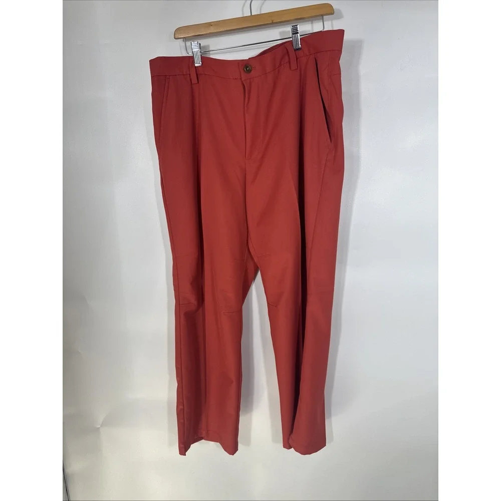 IZOD Golf Pants Mens 38x29‎ Slim Fit Red Orange Flat Front Performance Trousers